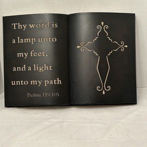 Metal Open Book Wall Hanging Thy Word Is A Lamp Religious Psalms119:105 Inspires